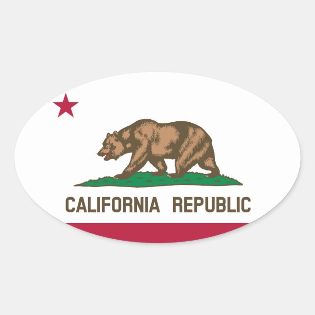 California Flag Euro-Style Oval Sticker (Front)