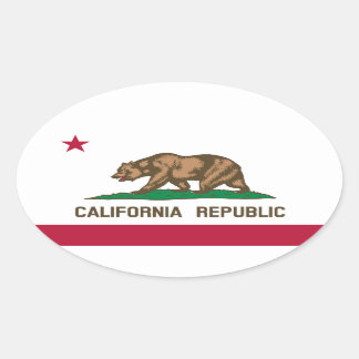 California Flag Euro-Style Oval Sticker