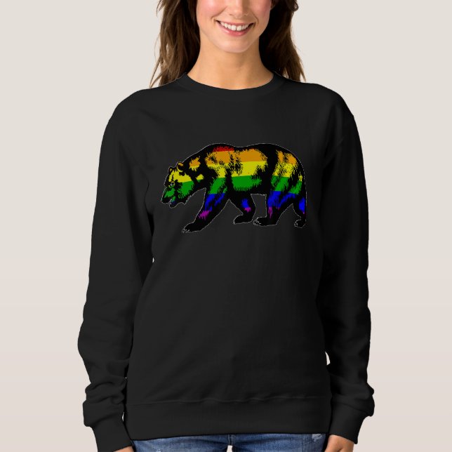 California Flag Gay Pride Bear Rainbow Cali Lgbtq Sweatshirt (Front)
