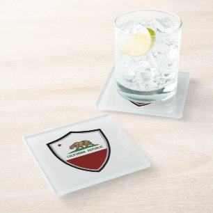 California flag glass coaster