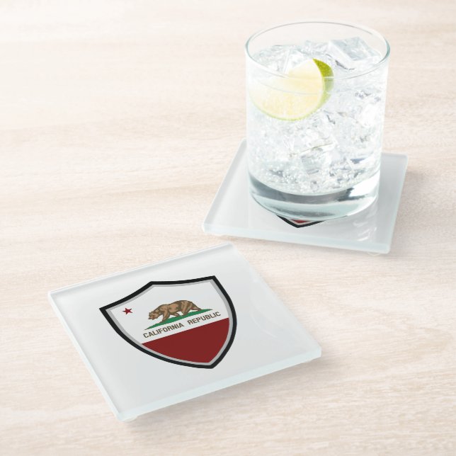 California flag glass coaster (Angled)