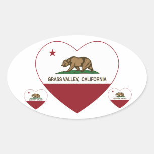 california flag grass valley heart oval sticker