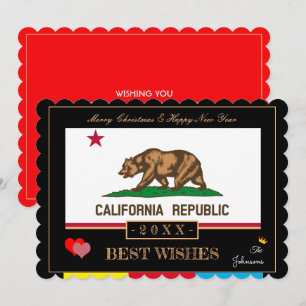 California Flag & Happy New Year /Best Wishes USA Holiday Card