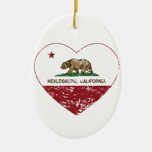 california flag healdsburg heart distressed ceramic ornament