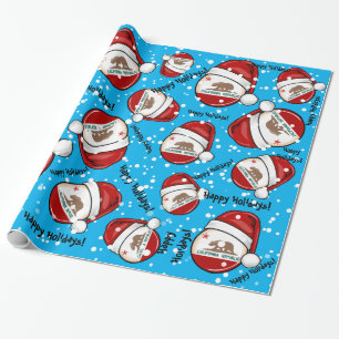California Flag in A Santa Hat Wrapping Paper