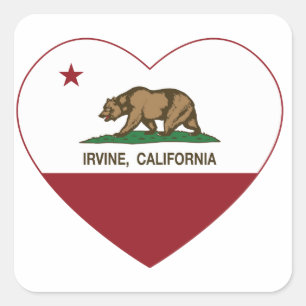 california flag irvine heart square sticker