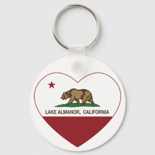 california flag lake almanor heart key ring