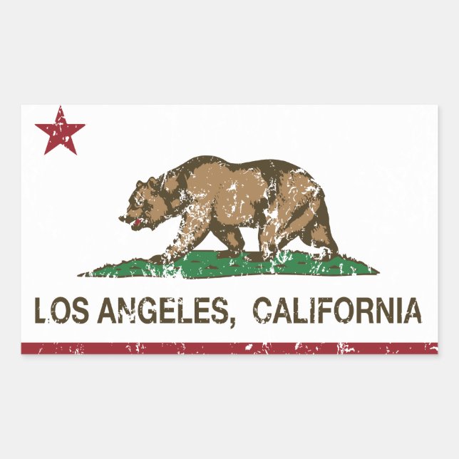 california flag los angeles distressed rectangular sticker (Front)