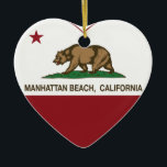 california flag manhattan beach heart ceramic ornament<br><div class="desc">Manhattan Beach California Republic Heart</div>