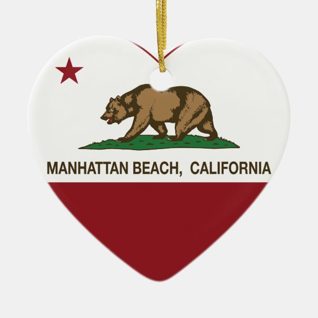 california flag manhattan beach heart ceramic ornament (Front)
