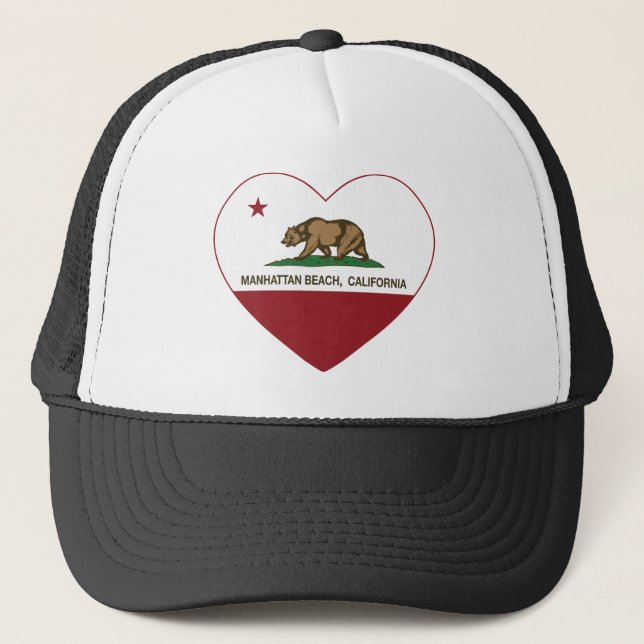 california flag manhattan beach heart trucker hat (Front)