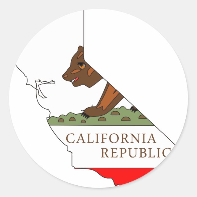 California Flag Map Classic Round Sticker (Front)