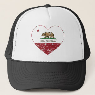 california flag napa heart distressed trucker hat