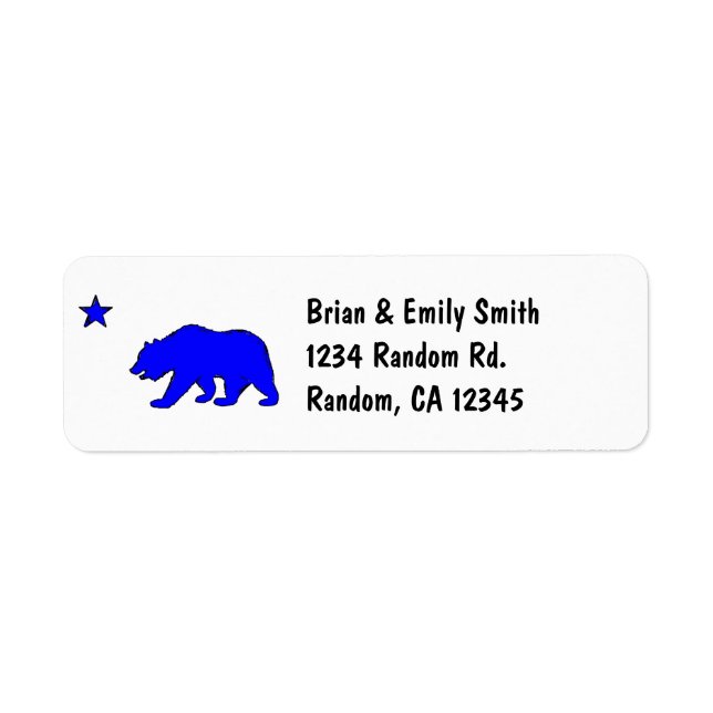 California flag neon blue bear address labels (Front)
