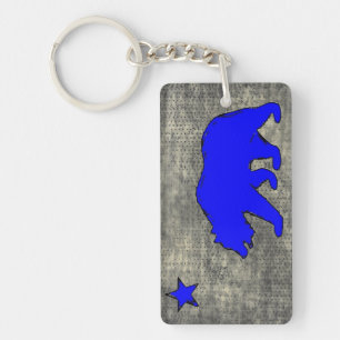 California flag neon blue bear keychain