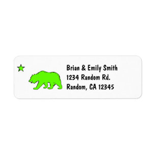 California flag neon green bear address labels