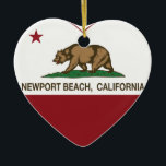 california flag newport beach heart ceramic tree decoration<br><div class="desc">Newport Beach California Republic Flag</div>