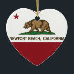 california flag newport beach heart ceramic tree decoration<br><div class="desc">Newport Beach California Republic Flag</div>