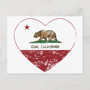 california flag ojai heart distressed postcard