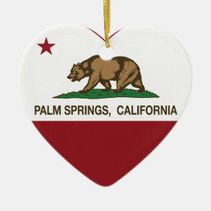 california flag palm springs heart ceramic ornament