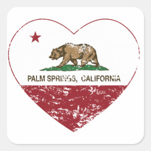 california flag palm springs heart distressed square sticker