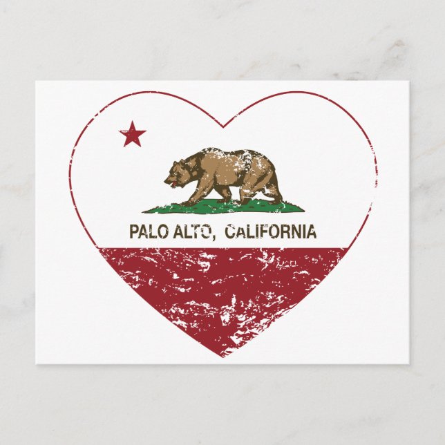 california flag palo alto heart distressed postcard (Front)