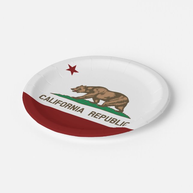 California flag paper plate (Angled)