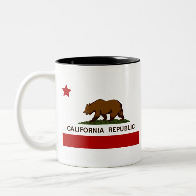 California Flag  Patriotic Two-Tone Coffee Mug (Left)