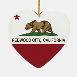 california flag redwood city heart ceramic ornament