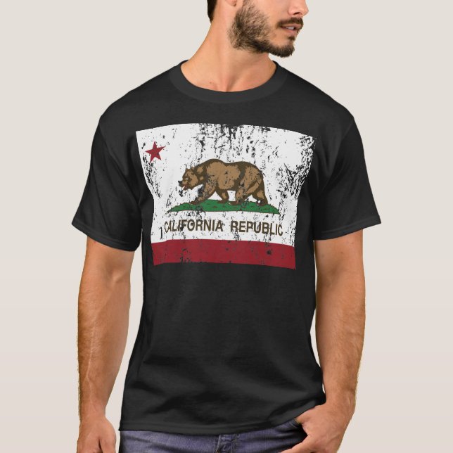 california flag republic distressed T-Shirt (Front)
