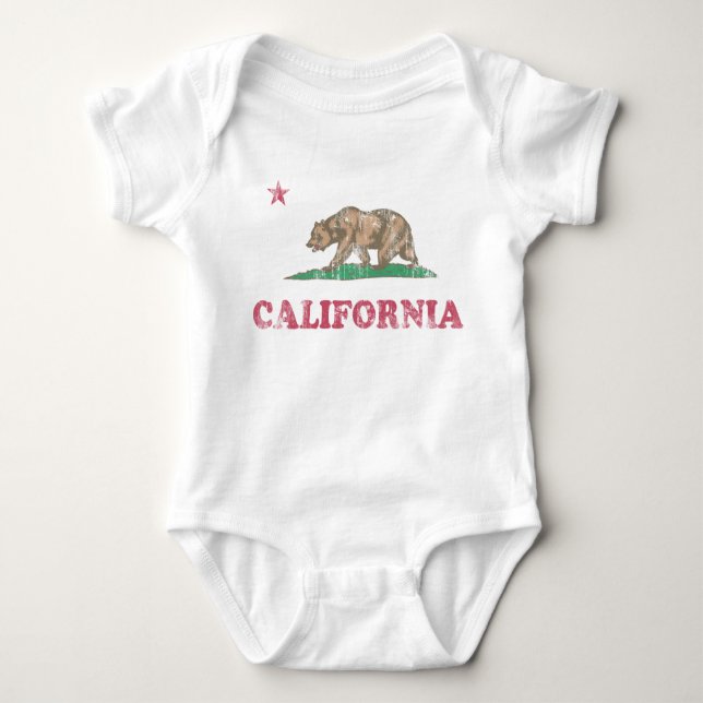 California Flag Retro Fade Baby Bodysuit (Front)
