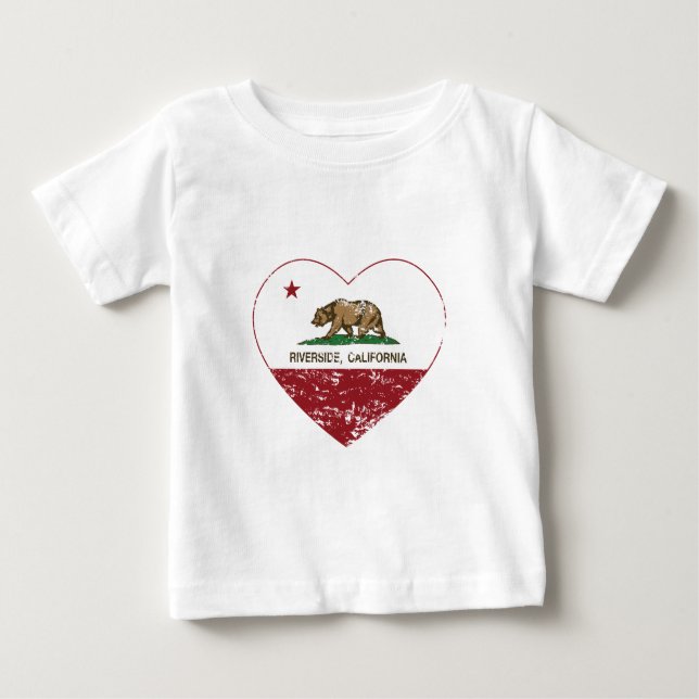 california flag riverside heart distressed baby T-Shirt (Front)