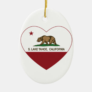 california flag S. lake tahoe heart Ceramic Tree Decoration