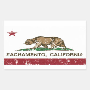 california flag sacramento distressed rectangular sticker