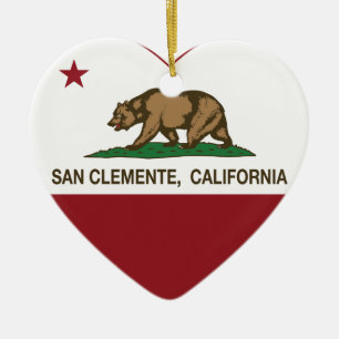 california flag san clemente heart ceramic ornament