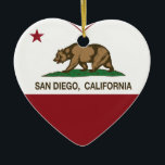california flag san diego heart ceramic ornament<br><div class="desc">San Diego California Republic Heart</div>