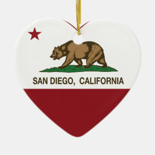 california flag san diego heart ceramic ornament