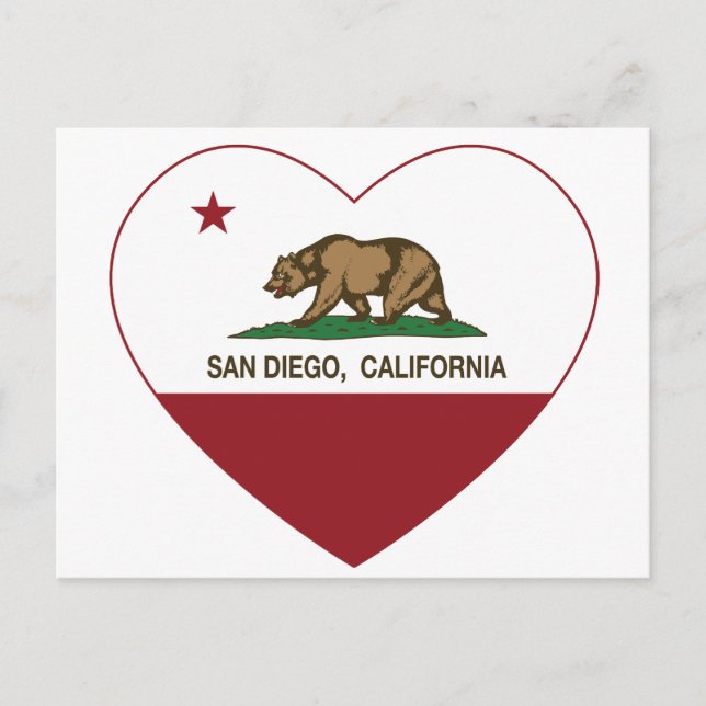 california flag san diego heart postcard (Front)