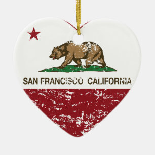 california flag san francisco heart distressed ceramic tree decoration