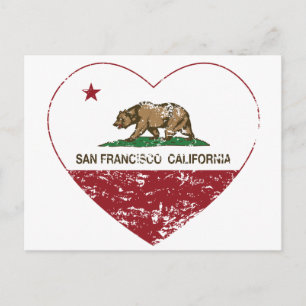california flag san francisco heart distressed postcard