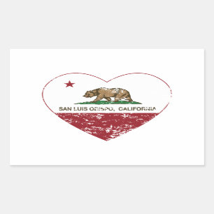 california flag san luis obispo heart distressed rectangular sticker