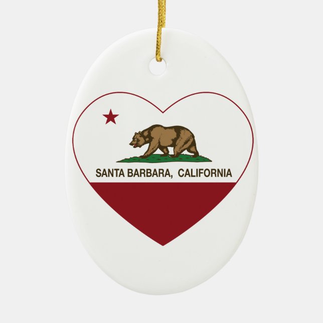 california flag santa barbara heart ceramic ornament (Front)