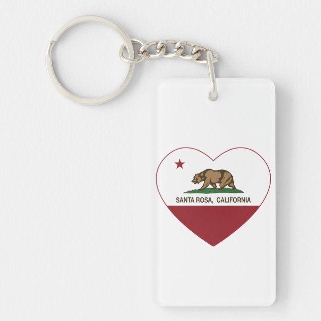 california flag santa rosa heart key ring (Front)