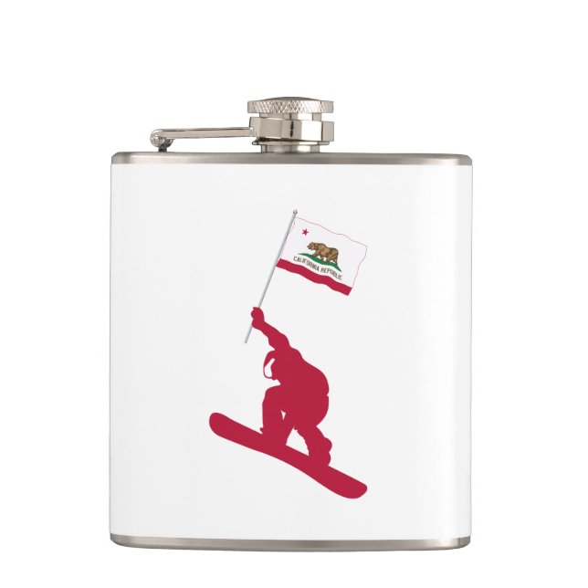 California Flag Snowboard Hip Flask (Front)