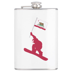 California Flag Snowboard Hip Flask
