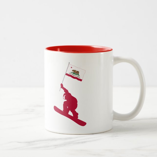 California Flag Snowboard Two-Tone Coffee Mug (Right)
