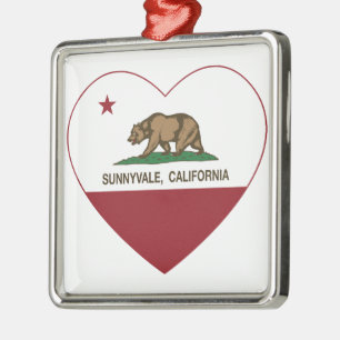 california flag sunnyvale heart metal ornament