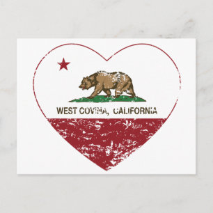 california flag west covina heart distressed postcard