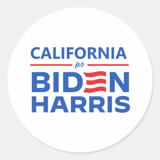California for Biden Harris Classic Round Sticker (Front)