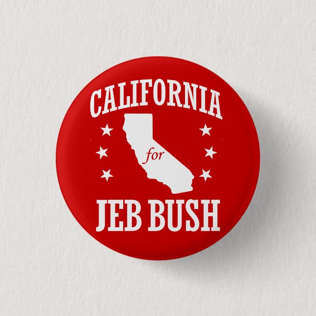 CALIFORNIA FOR JEB BUSH 3 CM ROUND BADGE (Front)